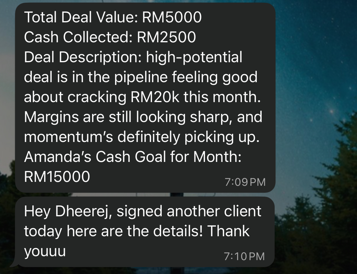 Fitness coach client win — signed deal details